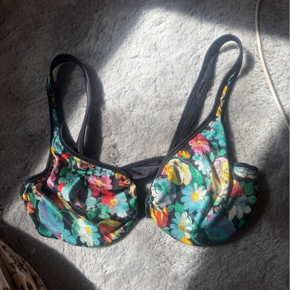 Vintage Floral Silk Bikini Top